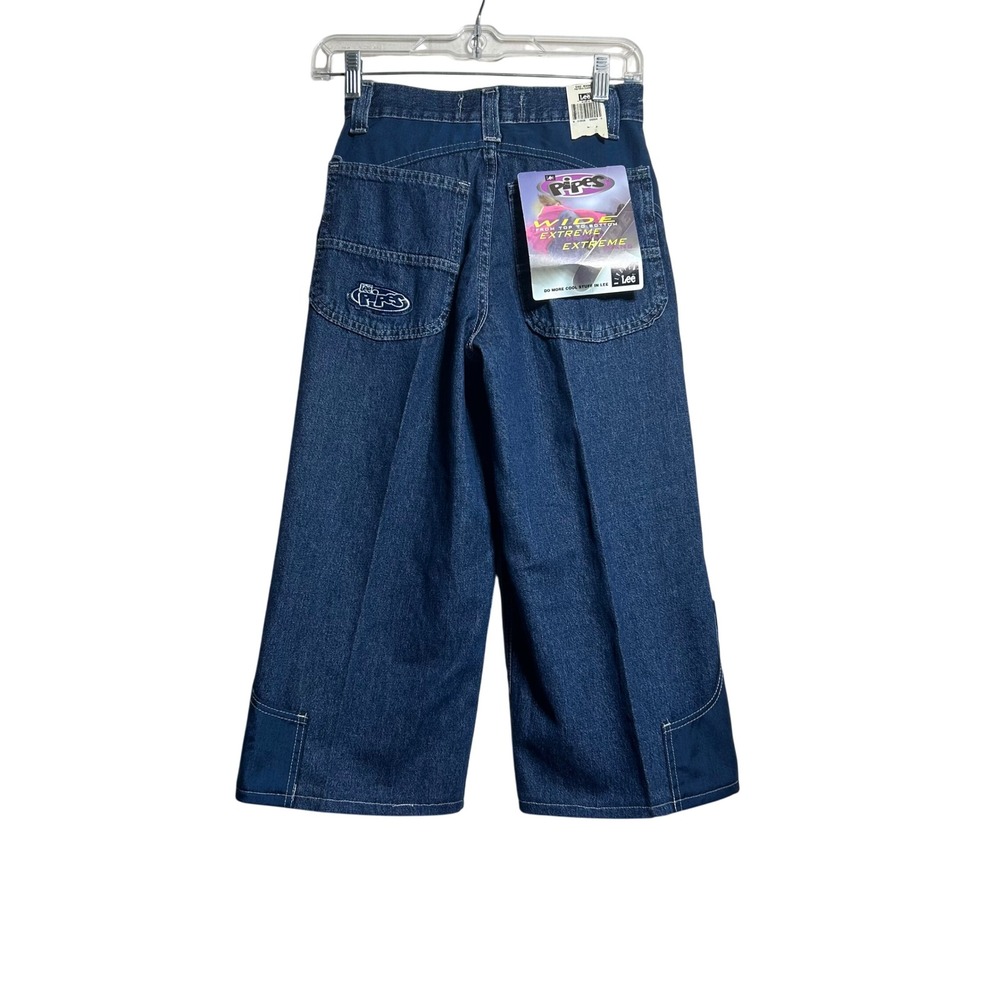 Vintage Lee Pipes Wide Leg Jeans 90s Skater Deadstock Blue Denim Girls 12